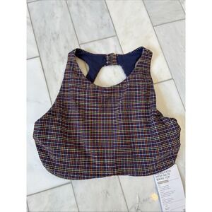Athleta High Neck Bikini Top 32 d/dd Seersucker Multi Plaid Underwire